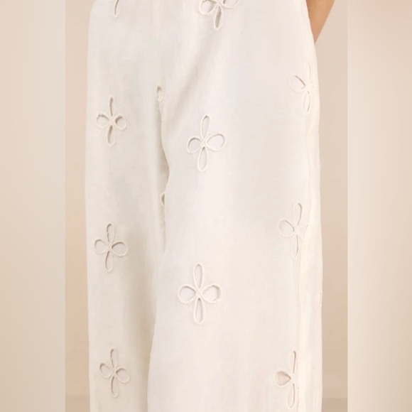 Lulu's Elif Cream Eyelet Embroidered High-Rise Pants - Picture 4 of 13